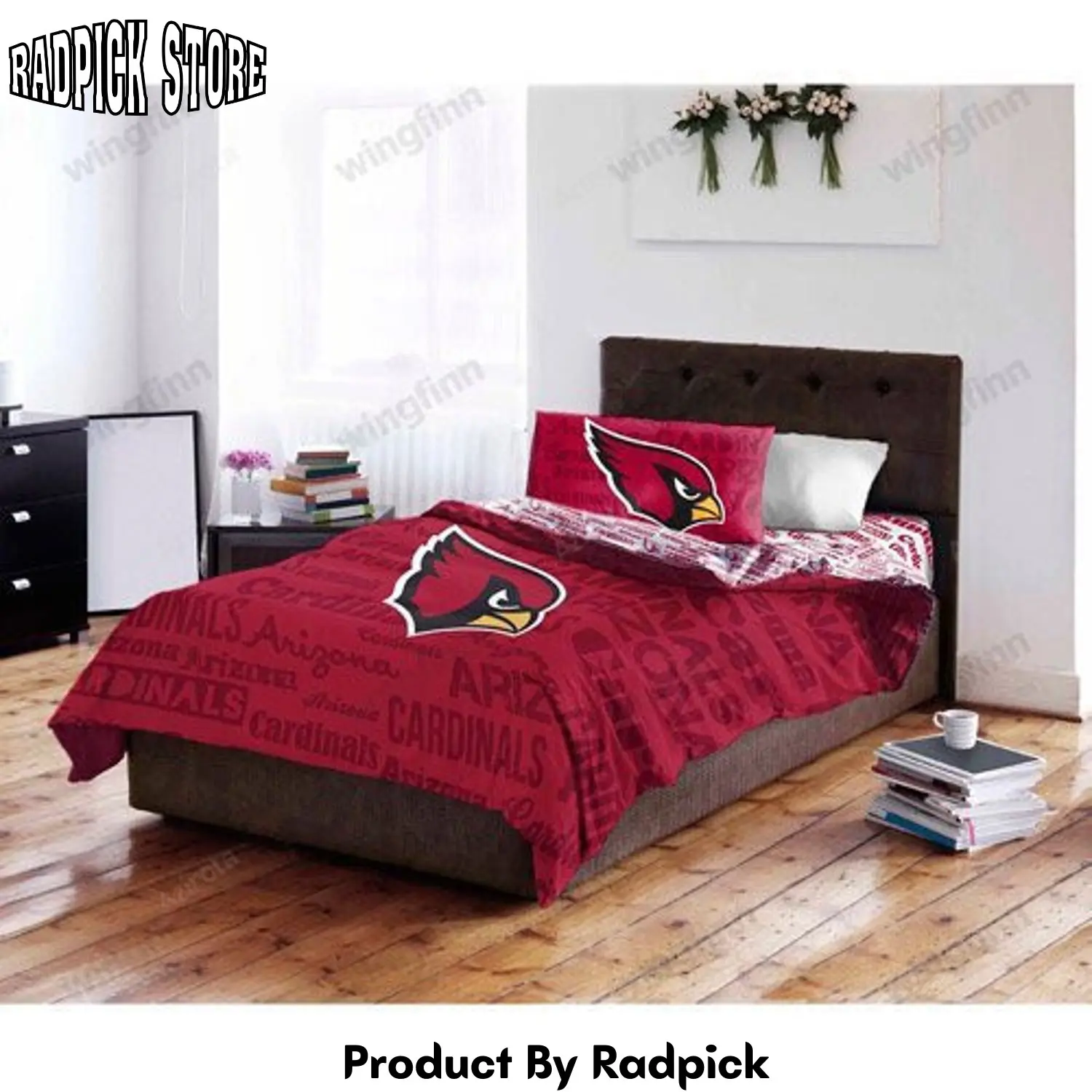 Radpick arizona cardinals 3pcs bedding set duvet cover and pillow cases 1477 rp3278714
